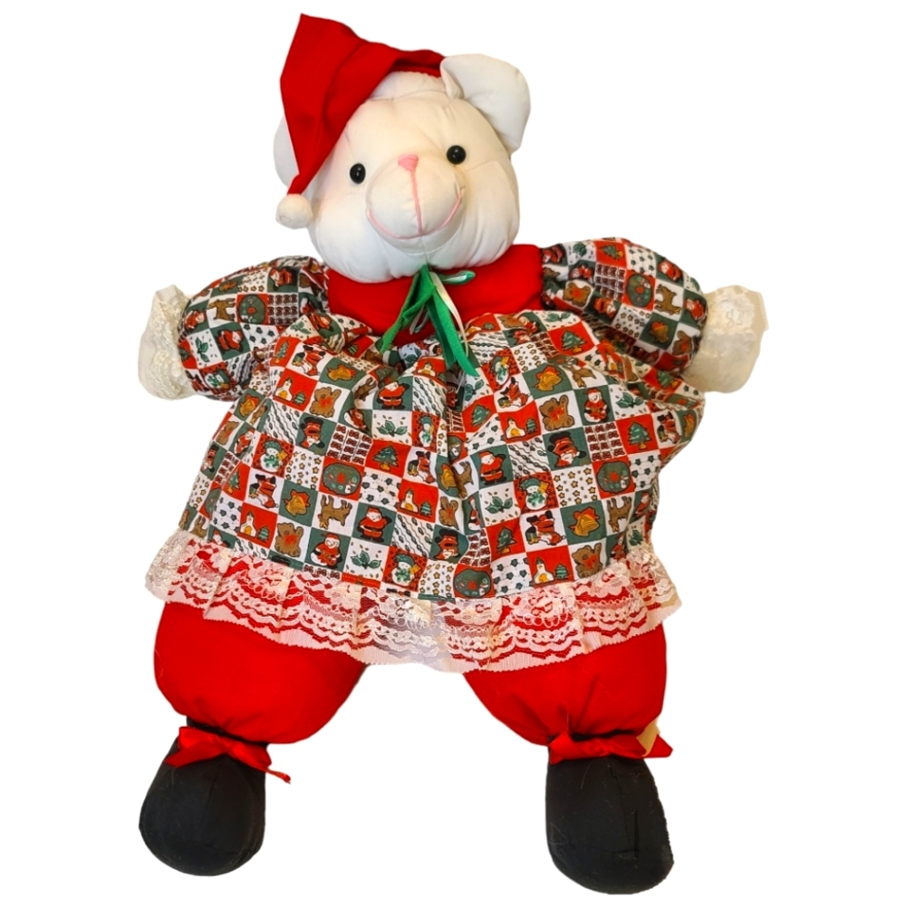 Vintage Christmas Holiday Plush Bear 20"
